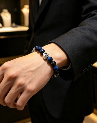 Gucci GG Blue Stone Bead Bracelet