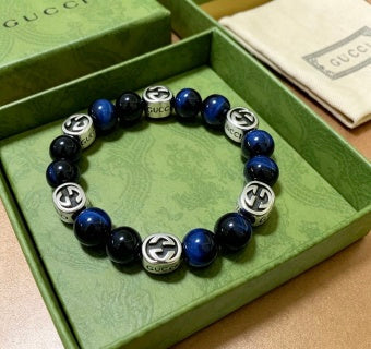 Gucci GG Blue Stone Bead Bracelet