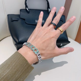 Gucci GG Crystal Pavé Curb Chain Bracelet