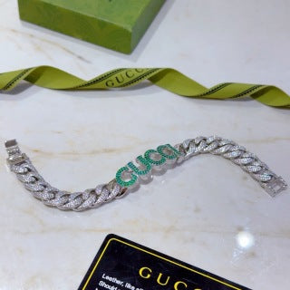 Gucci GG Crystal Pavé Curb Chain Bracelet