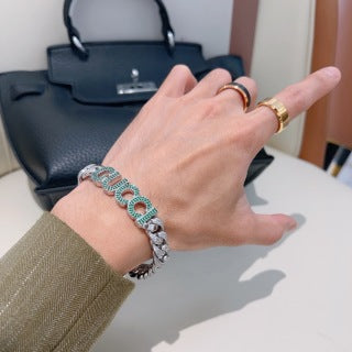 Gucci GG Crystal Pavé Curb Chain Bracelet
