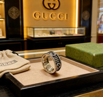 Gucci GG Engraved Heritage Band Ring