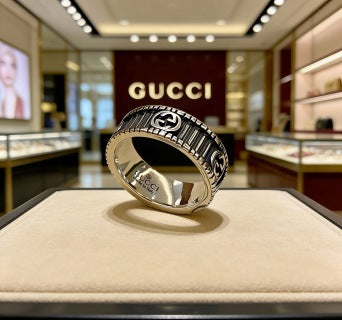 Gucci GG Engraved Heritage Band Ring
