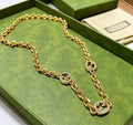 Gucci GG Crystal Interlocking Link Necklace