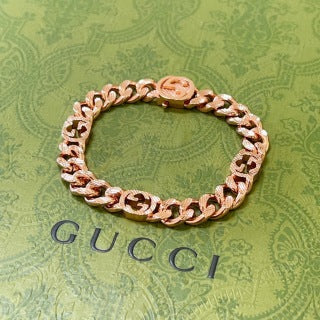 Gucci GG Engraved Chunky Link Chain Bracelet