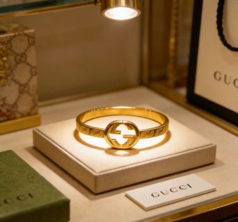 Gucci Interlocking G Engraved Open Cuff Bracelet