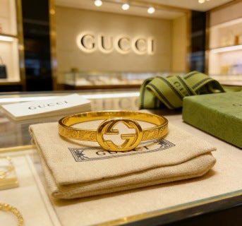 Gucci Interlocking G Engraved Open Cuff Bracelet