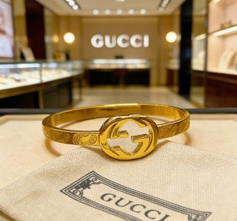 Gucci Interlocking G Engraved Open Cuff Bracelet