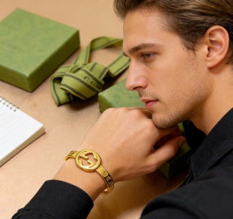 Gucci Interlocking G Engraved Open Cuff Bracelet