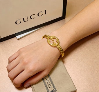Gucci Interlocking G Engraved Open Cuff Bracelet
