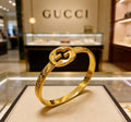 Gucci Interlocking G Engraved Open Cuff Bracelet