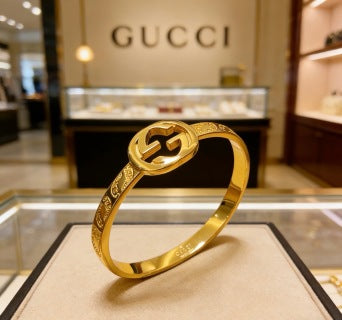 Gucci Interlocking G Engraved Open Cuff Bracelet