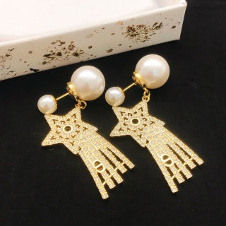 Dior Seraphine Pearl Starfall Drop Stud Earrings