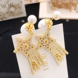 Dior Seraphine Pearl Starfall Drop Stud Earrings