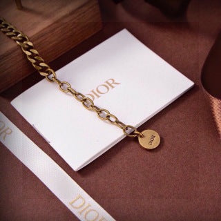 Dior Maristelle Rose Crystal Curb Chain Necklace