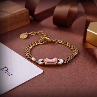 Dior Aveline Blush Crystal J’Adior Curb Chain Bracelet