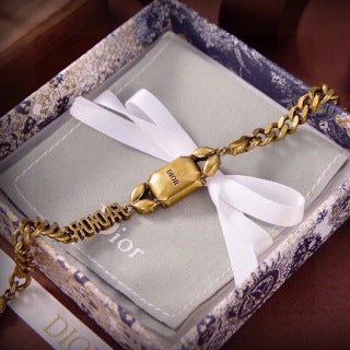 Dior Aveline Blush Crystal J’Adior Curb Chain Bracelet