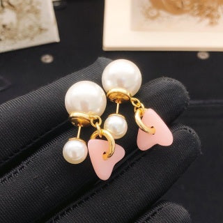 Dior Rosalie Pearl Bow Charm Stud Earrings