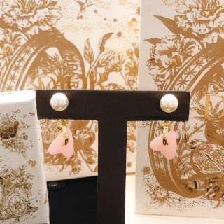 Dior Rosalie Pearl Bow Charm Stud Earrings