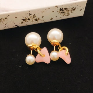 Dior Rosalie Pearl Bow Charm Stud Earrings