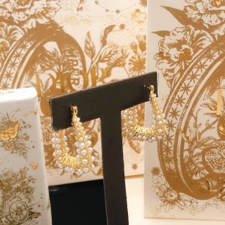 Dior Vellora Pearl-Trim J'Adior Frame Stud Earrings