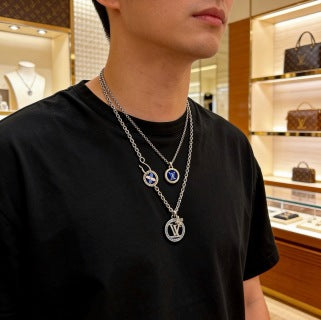 Louis Vuitton Ocean Medallion Charm Layered Chain Necklace