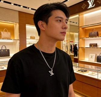 Louis Vuitton Crystal Edge Letter Pendant Necklace