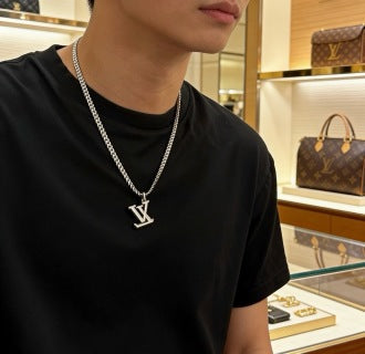Louis Vuitton Crystal Edge Letter Pendant Necklace