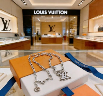 Louis Vuitton Icon Letter Charm Link Necklace