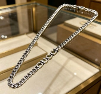 Gucci GG Logo Drop Curb Chain Necklace