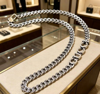 Gucci GG Logo Drop Curb Chain Necklace