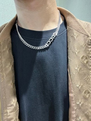 Gucci GG Logo Drop Curb Chain Necklace