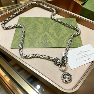 Gucci Lion Head Interlocking G Medallion Necklace