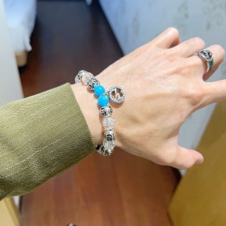 Gucci GG Crystal Bead Stone Charm Bracelet