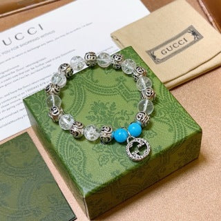 Gucci GG Crystal Bead Stone Charm Bracelet
