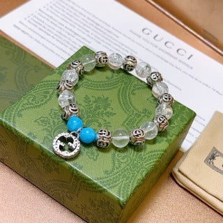 Gucci GG Crystal Bead Stone Charm Bracelet