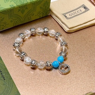 Gucci GG Crystal Bead Stone Charm Bracelet