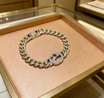 Gucci GG Crystal Medallion Link Bracelet