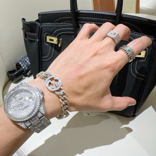 Gucci GG Crystal Medallion Link Bracelet