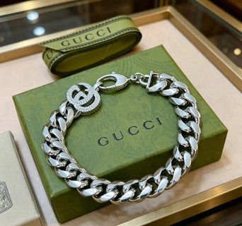 Gucci GG Crystal Link Chain Bracelet