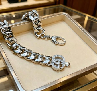 Gucci GG Crystal Link Chain Bracelet
