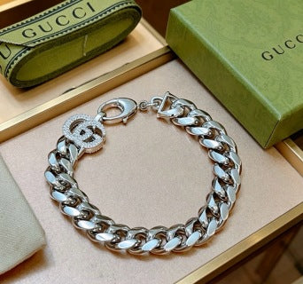 Gucci GG Crystal Link Chain Bracelet