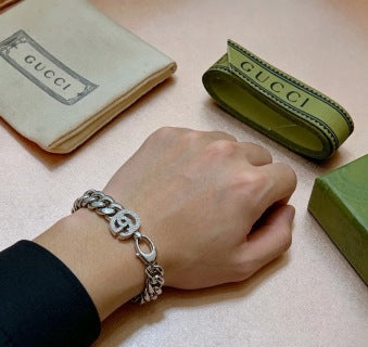 Gucci GG Crystal Link Chain Bracelet