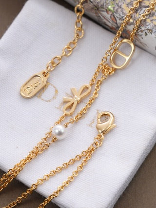 Dior Aurelia Pearl-Accent Letter Charm Layered Necklace