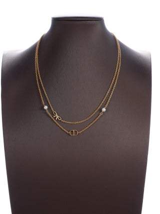 Dior Aurelia Pearl-Accent Letter Charm Layered Necklace