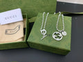Gucci GG Interlocking Circle Pendant Silver Chain Necklace