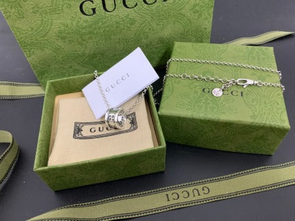 Gucci GG Barrel Lock Silver Pendant Necklace