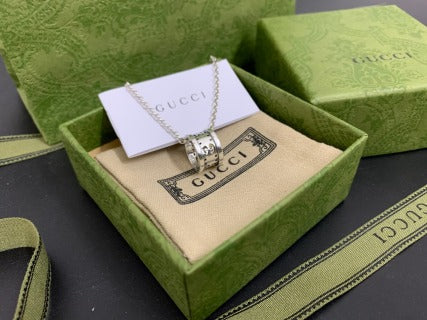Gucci GG Barrel Lock Silver Pendant Necklace