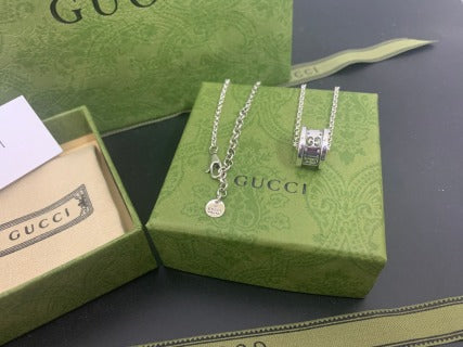 Gucci GG Barrel Lock Silver Pendant Necklace