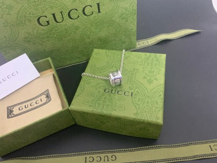 Gucci GG Barrel Lock Silver Pendant Necklace